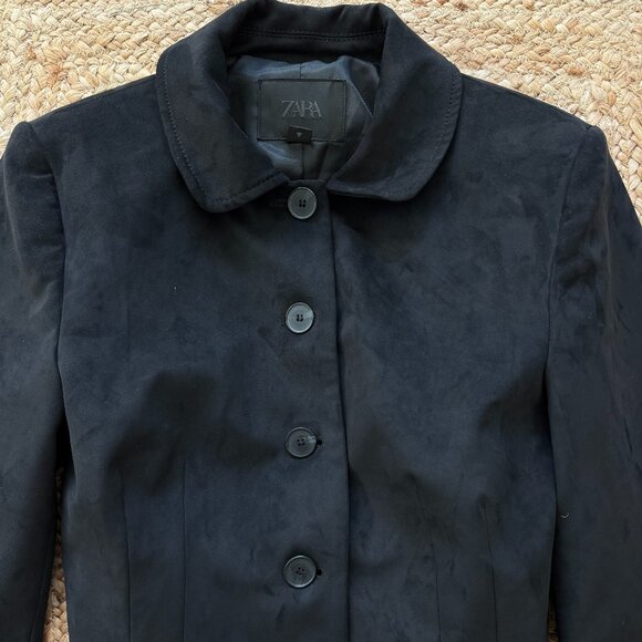 ZARA Black Faux Suede Cropped Jacket New without tags Size XS 🖤 - Picture 12 of 16